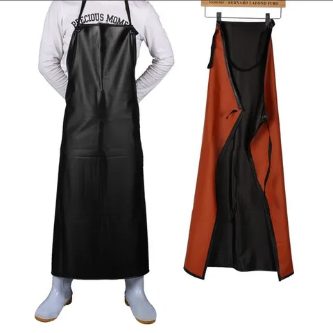 Waterproof PVC Apron Kitchen Chef Industrial Work Apron Solid Color Neck Strap Cooking Apron For Men Women