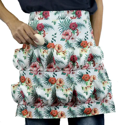 Delantal de Recolección de Huevos de Granja para Mujer Delantal de Lona con Bolsillos Estampado Floral