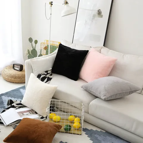 Nordischer Stil Kunstkaninchenfell Kissenbezug Weicher Plüsch Sofa Kissenbezug Modern Wohnzimmer Bett Deko Kissen