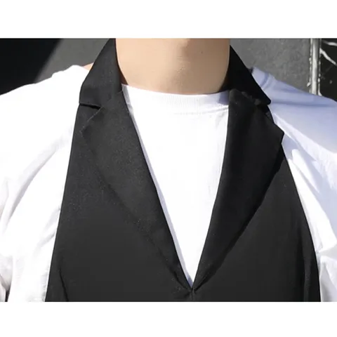 Women Korean Style Suit Collar Work Apron Solid Color Cotton Blend Kitchen Apron