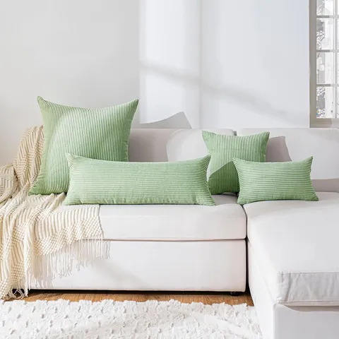 Nordisch Einfarbig Cord Zierkissenbezug Bett Sofa Kissen Gestreifter Dekorativer Kissenbezug Heimdekoration