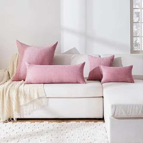 Nordic Solid Color Corduroy Long Body Pillow Cover Striped Decorative Throw Pillow Case For Sofa Bed Living Room