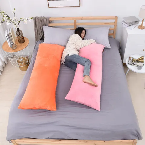 Nordischer Stil Einfarbig Langes Bett Kopfkissen Weiches Polyester Nackenkissen Für Schlafzimmer Sofa Heimdekoration