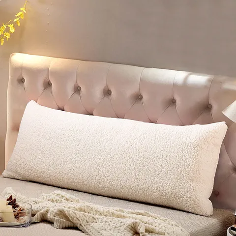 Style Nordique Couleur Unie Longue Housse de Coussin de Corps Doux Pelucheux Polaire Tête de Lit Dossier Housse de Coussin Décoration de Literie