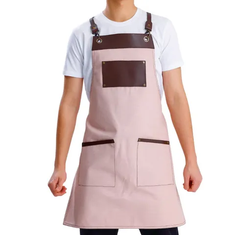 Tablier de Cuisine en Toile avec Bretelles Croisées Grandes Poches Ajustable pour Café Cuisine BBQ
