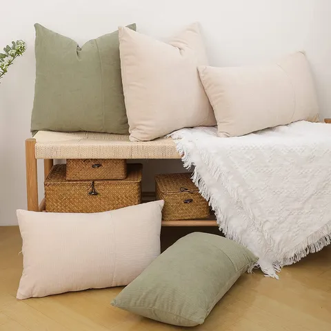 Nordisch Corduroy Einifarbig Kissenbezug Sofa Bettseite Zierkissen Weich Zuhause Dekorative Kissenhülle