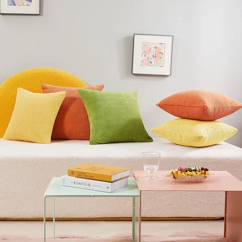 Noords Moderne Effen Geweven Textuur Kussenhoes Vierkante Kussensloop Voor Woonkamer Slaapkamer Slaapbank Huisdecoratie