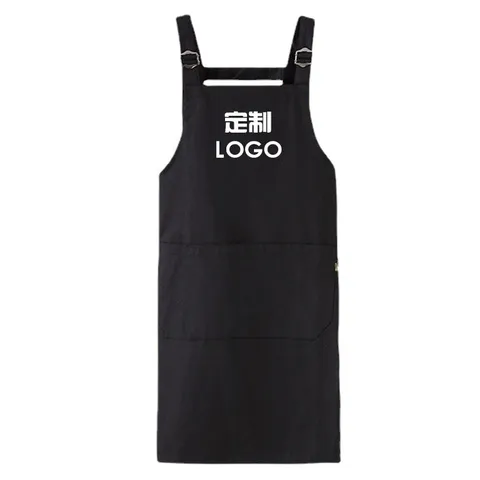Tablier en Mélange de Coton Style Coréen Pour Cuisine Restaurant Chef Cuisine Imperméable Réglable Tablier à Bavette Avec Poches