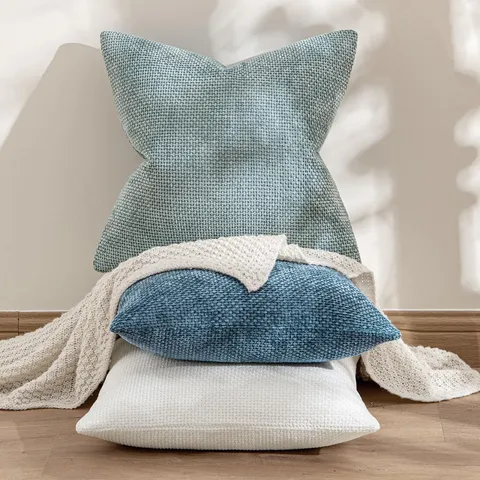Luxus Chenille Kreuz Gewebte Textur Kissenbezug Weicher Dekorativer Zierkissenbezug Für Wohnzimmer Sofa Heimdekoration