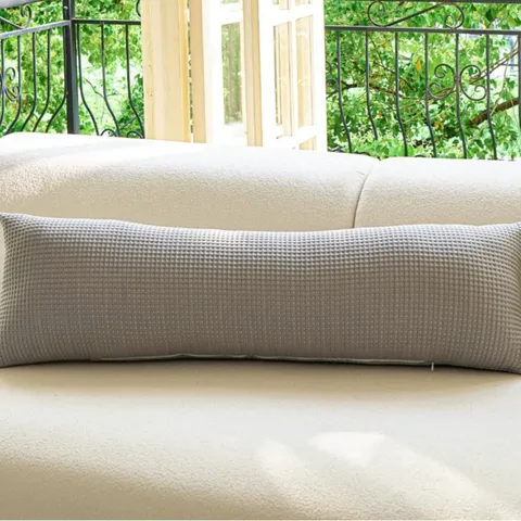 Cooling Ice Silk Long Bolster Body Pillow Cover And Core Waffle Texture Solid Color Sleep Support Home Decor
