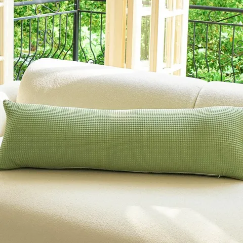 Cooling Ice Silk Long Bolster Body Pillow Cover And Core Waffle Texture Solid Color Sleep Support Home Decor