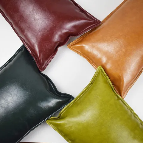 Fodera per Cuscino Decorativa in Pelle PU Tinta Unita Stile Nordico per Divano Letto Decorazione Casa Salotto