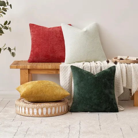 Luxus Chenille Kreuz Gewebte Textur Kissenbezug Weicher Dekorativer Zierkissenbezug Für Wohnzimmer Sofa Heimdekoration