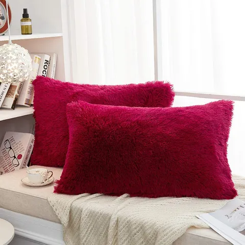Housse de Coussin Longue Peluche Simple Housse de Canapé Salon Housse de Coussin Décorative Douce