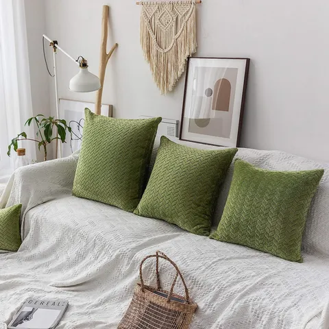 Nordischer Stil Flanell Blattmuster Kissenbezug Weicher Dekorativer Kissenbezug Für Sofa Bett Wohnzimmer Heimdekoration
