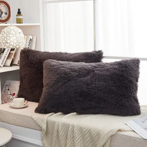 Housse de Coussin Longue Peluche Simple Housse de Canapé Salon Housse de Coussin Décorative Douce