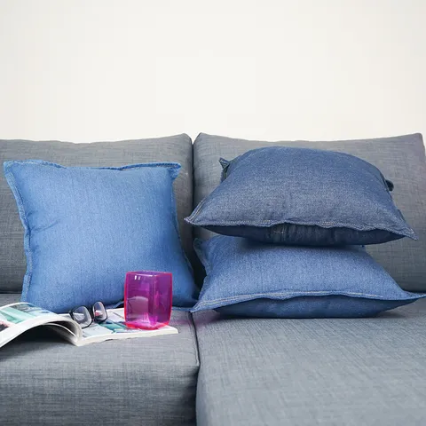 Funda de Cojín de Denim Color Sólido Moderno Minimalista Cuadrado Funda de Almohada para Sofá Decoración del Hogar Sin Relleno