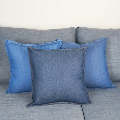 Funda de Cojín de Denim Color Sólido Moderno Minimalista Cuadrado Funda de Almohada para Sofá Decoración del Hogar Sin Relleno
