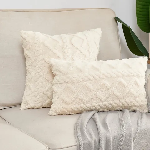 Nordischer Stil Plüsch Sofa Kissenbezug Kissen Modern Minimalistisch Geometrisch Strukturiertes Koffer Kissen für Wohnzimmer Schlafzimmer Heimdekoration