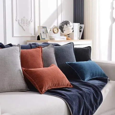 Chenille Throw Pillow Cover Luxury Soft Solid Color Decorative Cushion Case For Sofa Bed Living Room Home Decor