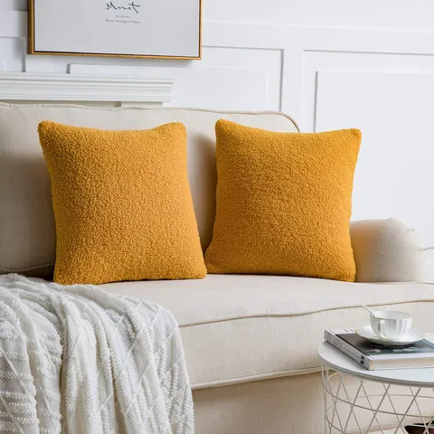 Noordelijk Teddy Fleece Vierkante Kussenhoes Kussenhoes Zacht Effen Kleur Fluweel Sierkussen Hoes Voor Bed Bank Huisdecoratie