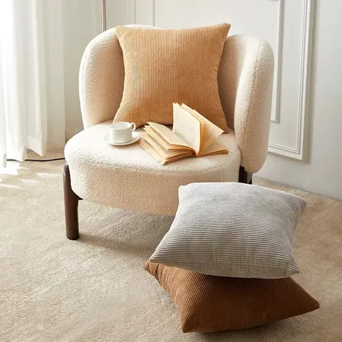 Nordischer Stil Einziger Einfarbiger Cord Zierkissenbezug Modern Minimalistischer Dekorative Sofa Bett Rückenkissenbezug