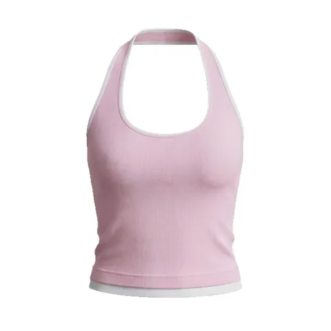 Γυναικείο Αθλητικό Γιλέκο Yoga Χωρίς ραφές Color Block Halter Laimokopsi Aporrofisi tis Ygrasias Fitness Gym Treksimo Crop Tank Top