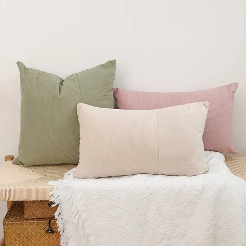 Nordisch Corduroy Einifarbig Kissenbezug Sofa Bettseite Zierkissen Weich Zuhause Dekorative Kissenhülle