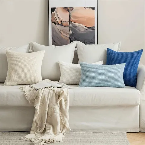 Nordique Couleur Unie Texturé Polyester Housse de Coussin Moderne Minimaliste Décoratif Housse de Coussin Pour Lit Canapé Maison
