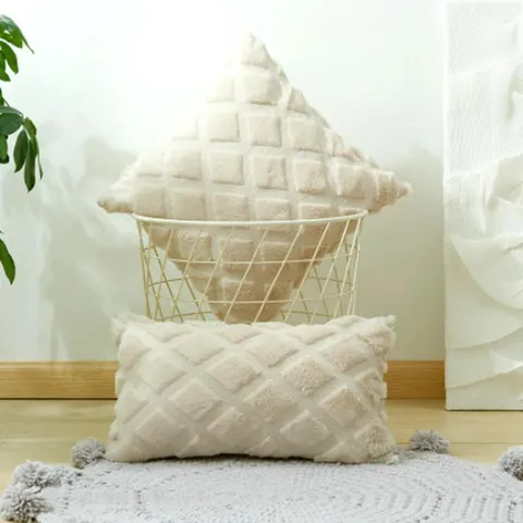 Effen Kleur 3D Wafel Raster Pluche Sierkussenhoes Zacht Decoratieve Vierkante Kussenhoes Voor Bank Bed Woonkamer Huisdecoratie