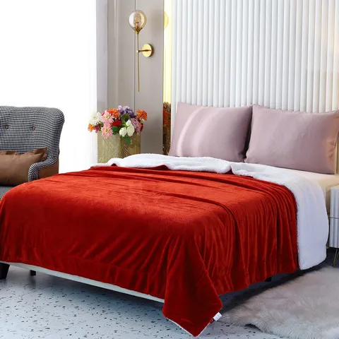 Solid Color Flannel Fleece Throw Blanket Double Sided Soft Warm Cozy Bed Blanket for Sofa Couch Living Room Bedroom