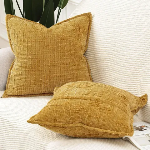 Fodera per Cuscino Decorativo in Ciniglia Vintage Con Bordo Tinta Unita per Divano Letto Soggiorno Decorazioni per la Casa