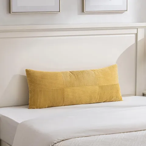 Nordisch Cord Patchwork Bettkissen Einfarbig Lange Körperkissen Wohnzimmer Sofa Rückenlehne Kissenbezug