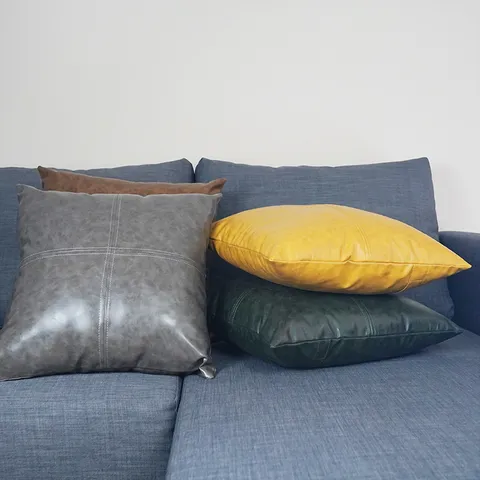 Luxus PU-Leder Kissenbezug Einfarbig Crazy Horse Muster Dekorativer Kissenbezug Für Sofa Wohnzimmer Heimdekoration