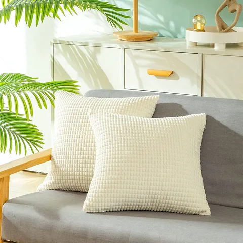Nordic Solid Corduroy Throw Pillow Cover Soft Textured Decorative Square Cushion For Sofa Bed Living Room Home Decor