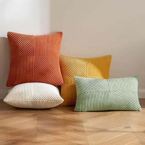 Einfarbiger Doppelseitiger Kord Spleiß Kissenbezug Moderner Minimalistischer Weicher Zierkissenbezug Für Sofa Bett Heimdekoration