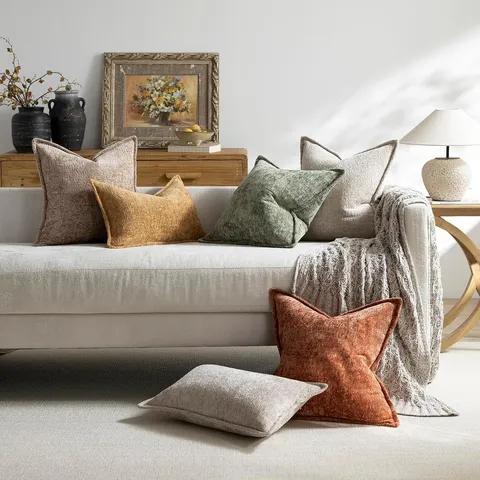 Modern Solid Color Chenille Velvet Throw Pillow Cover Soft Decorative Cushion Case For Sofa Bed Living Room Home