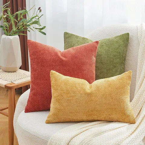Chenille Waffle Weave Throw Pillow Cover Nordic Solid Color Square Cushion Cover For Living Room Bedroom Sofa
