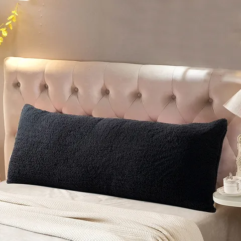 Style Nordique Couleur Unie Longue Housse de Coussin de Corps Doux Pelucheux Polaire Tête de Lit Dossier Housse de Coussin Décoration de Literie