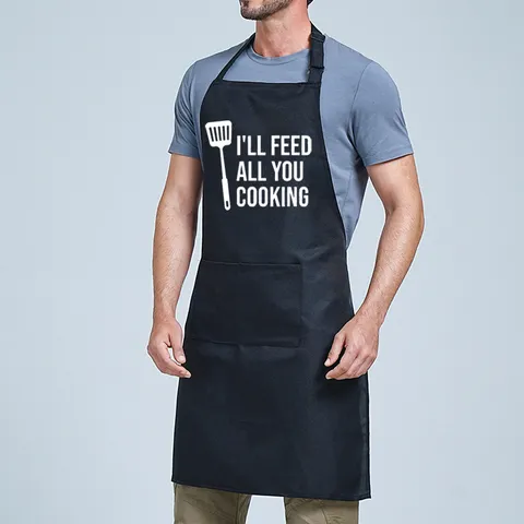 Verstellbarer Nackengurt Küchenschürze Polyester Anti-Fouling Chefschürze Mit Lustigem Buchstaben-Slogan Für Kochen Restaurant