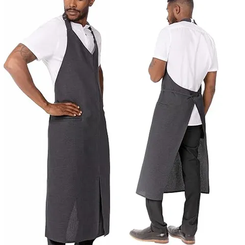 Waterproof Kitchen Apron For Men Women Restaurant Cafe Chef Workwear Adjustable Bib Apron With Pockets Solid Color