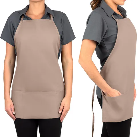Unisex Küchenschürze Verstellbarer Nackengurt Mit Drei Taschen Kochen Restaurant Arbeitskleidung Kochschürze
