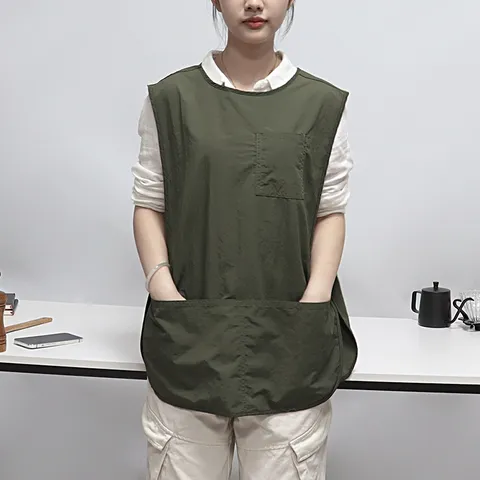 Waterproof Oil-Proof Vest Apron For Men Women Kitchen Cooking Restaurant Cafe Working Clothes Minimalist Sleeveless Overalls