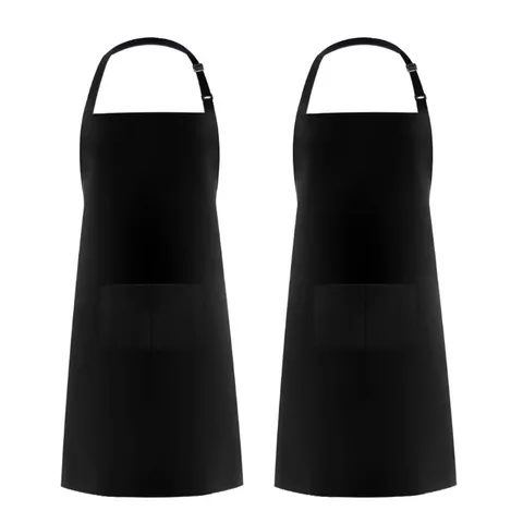 Tablier de Cuisine Imperméable pour Femmes Hommes Chef Cuisine Café BBQ Polyester Tablier Réglable à Encolure Halter Avec Poches