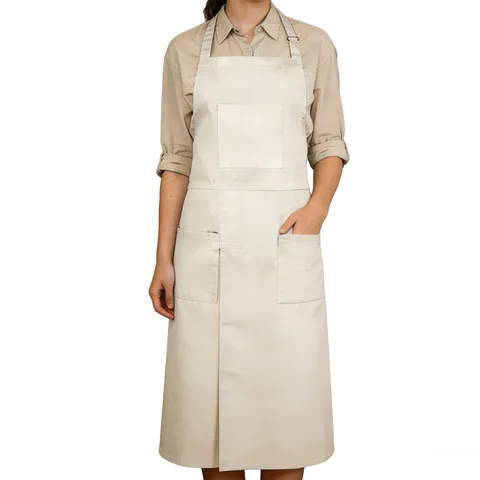 Halter Nacken Vorne Geteilt Polyester Baumwolle Arbeitsschürze Mit Taschen Für Töpferei Studio Restaurant Café Unisex