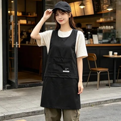 Waterproof Utility Apron With Cross Back Straps Pocket Adjustable Chef Apron For Restaurant Cafe Kitchen Cooking Working