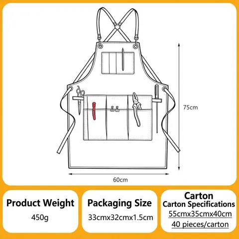 Thick Canvas Work Apron With Multi Pockets Cross Straps Adjustable Tool Apron For Woodworking Gardening Repair Craftsman
