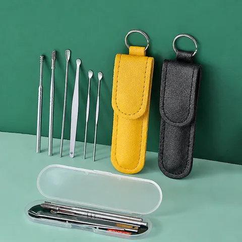 Stainless Steel Ear Wax Removal Tool Set Portable Ear Picker With PU Leather Case And Box