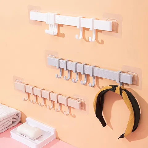 Scaffale da Parete Senza Punzonatura in Plastica PP Stile Nordico Porta Asciugamani Vestiti Organizer Ganci Multipli