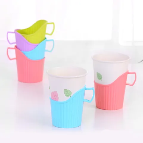 Disposable Anti-Scalding Paper Cup Holder Plastic Insulated Cup Sleeve For Home Hot Drinks Tea Cup Cover Protector